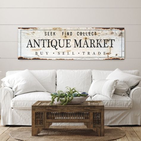 Porch Wall Decor, Market Sign, Old Metal, Antique Signs, Farmhouse Art, Antique Market, Vintage Metal Signs, Florida Usa, Kitchen Signs