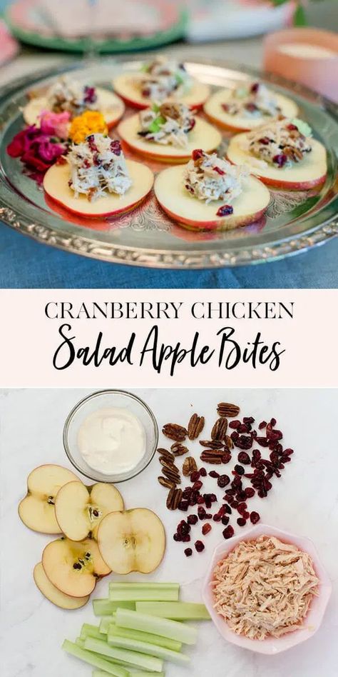 Ladies Tea Party, Salad Apple, Apple Bites, Autumn Tea Party, Tea Party Menu, Cranberry Chicken Salad, Tea Sandwiches Recipes, Kitchen Witch Recipes, Tea Party Tea