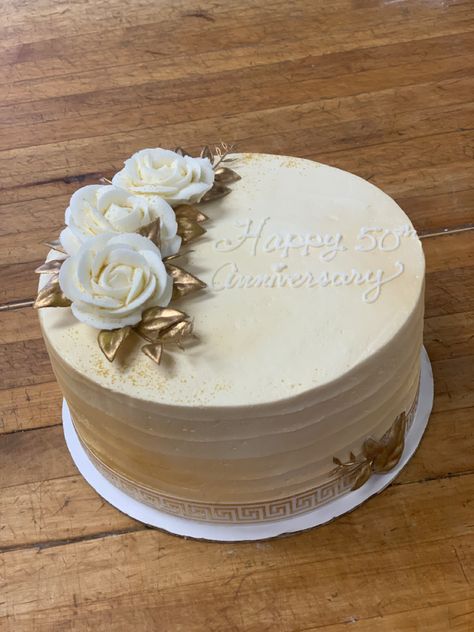 Simple 50th Wedding Anniversary Cakes, Small 50th Anniversary Cakes, Small Wedding Anniversary Cake, 50th Anniversary Cake Ideas Simple, Cake For 50th Anniversary, 50 Anniversary Cake Ideas, 50th Anniversary Cakes Gold, 50th Anniversary Cakes Simple, Elegant Anniversary Cakes