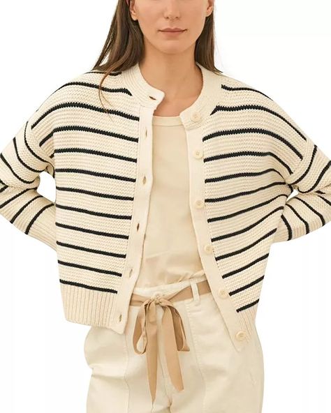 Spring Wardrobe Essentials, Spring Cardigans, Stripe Cardigan, Alex Mill, Turtle Dove, Transition Outfits, Stitching Details, Chunky Cardigan, Just Style