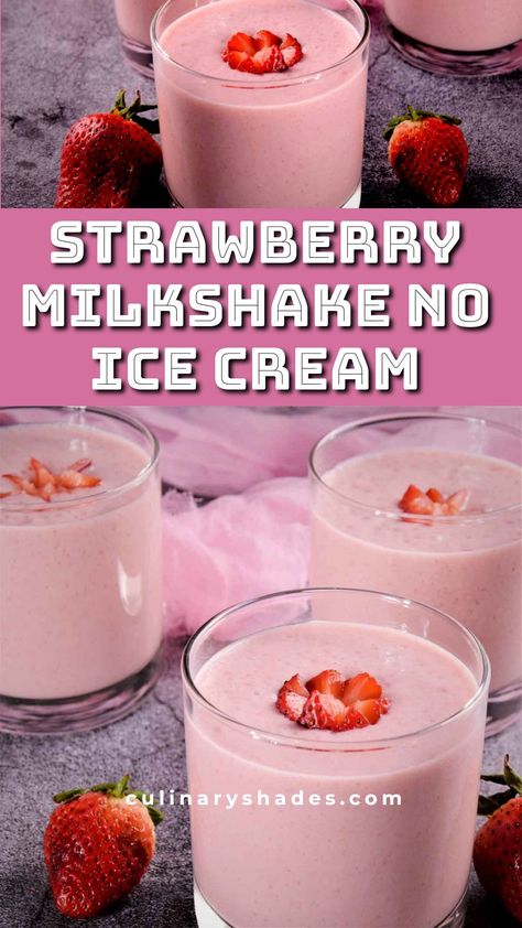 Strawberry Milkshake Smoothie, Healthy Strawberry Milkshake, Strawberry Milkshake Recipe No Ice Cream, Milkshake Recipe No Ice Cream, Strawberry Milkshake Recipe Without Ice Cream, Milkshake No Ice Cream, Strawberries Milkshake, Milkshake Recipe Without Ice Cream, Ice Cream Milkshake Recipe