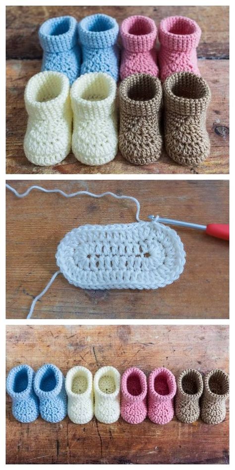 Crochet Baby Booties Free Pattern, Crocheted Baby Booties, Crochet Baby Projects, Crochet Baby Socks, Baby Booties Free Pattern, Crochet Baby Gifts, Crochet Baby Booties Pattern, Newborn Crochet Patterns, Crochet Baby Boots