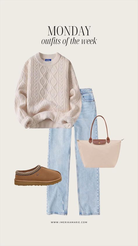 Aelfric Eden Oversized Knit … curated on LTK Style Uggs, Erika Marie, Knitted Dress Outfit, Samba Sneakers, Outfit Of The Week, Outfit Ideas For School, Monday Outfit, Outfits Of The Week, Capsule Wardrobe Outfits