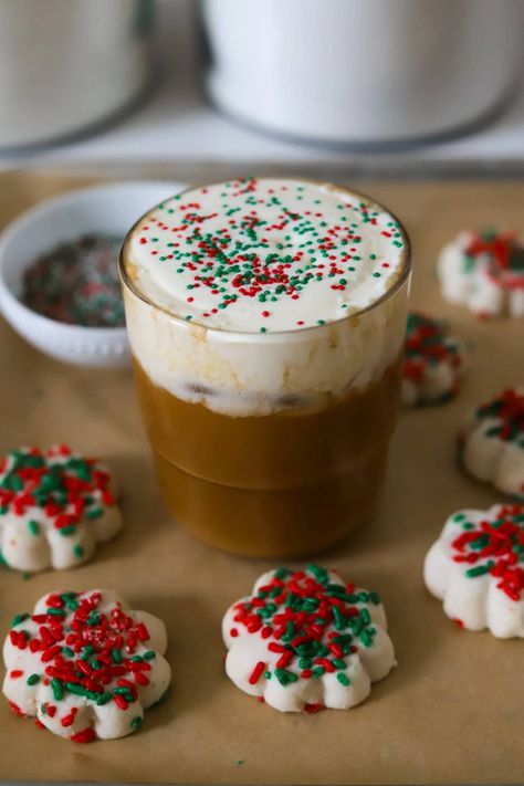 Starbucks Sugar Cookie Latte Copycat | Moribyan Holiday Latte Recipe, Starbucks Sugar Cookie Recipe, Starbucks Sugar Cookie Syrup, Sugar Cookie Latte Recipe, Starbucks Sugar Cookie Latte, Mocha Sauce Recipe, Starbucks Sugar Cookie, Sugar Cookie Latte, Mocha Latte Recipe