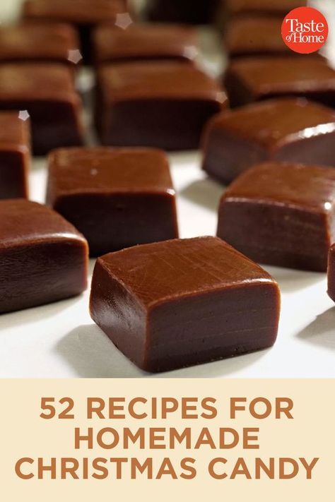 52 Recipes for Homemade Christmas Candy Homemade Christmas Candy, Fudge Caramel, Easy Christmas Candy Recipes, Christmas Candy Easy, Christmas Candy Homemade, Easy Candy Recipes, Christmas Homemade, Christmas Food Gifts, Christmas Candy Recipes