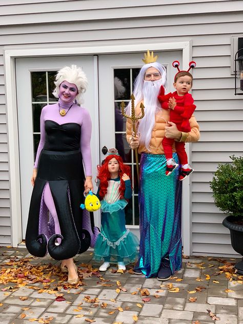 Ariel The Little Mermaid Costume Kids, Homemade Sebastian Costume, Ursula Couples Costume, Sebastian Halloween Costume, Little Mermaid Toddler Costume, Ariel Costume Toddler, Little Mermaid Baby Costume, Toddler Little Mermaid Costume, Toddler Ursula Costume