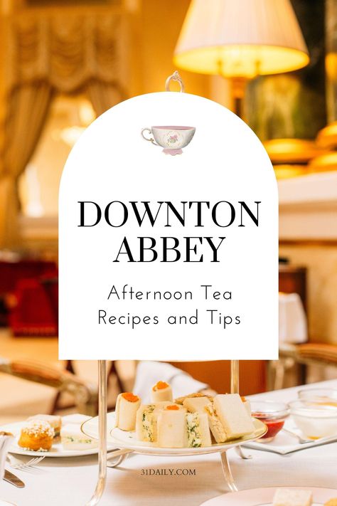 Few customs are more iconic of England than afternoon tea. And Downton Abbey illustrates this custom beautifully. For fans of both teatime and Downton Abbey, you will love these tea recipes to make at home. Refrigerator Strawberry Jam, Tea Party Menu, Tea Inspiration, High Tea Food, 31 Daily, Tea Etiquette, Tea Party Sandwiches, Tea Sandwiches Recipes, English Afternoon Tea