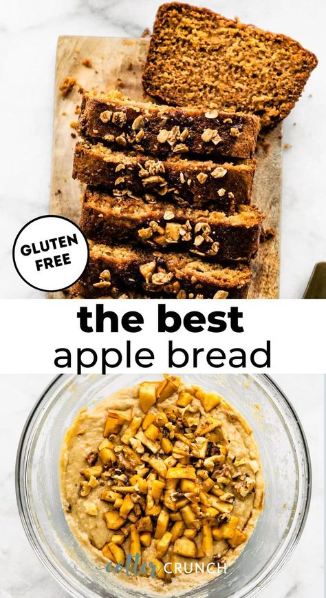 The BEST gluten free apple bread recipe you’ll ever taste, this quick bread is soft, fluffy, and perfectly spiced. Studded with sweet cinnamon apples, it’s quick to make and perfect for breakfasts, snacks, or dessert! Take a look at the recipe now! Gf Apple Bread Recipe, Gluten Free Apple Bread Recipe, Gluten Free Apple Bread, Gluten Free Apple Recipes, Apple Bread Recipe, Gluten Free Apple, Apple Cinnamon Bread, Best Gluten Free, Apple Bread