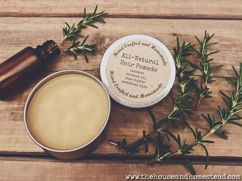 DIY Hair Pomade with Rosemary Essential Oil | The House & Homestead Pomade Recipe, Diy Hair Pomade, Homemade Gifts For Men, Homemade Laundry Detergent Recipes, Detergent Recipe, Homemade Body Butter, Body Butters Recipe, Homemade Stuff, Homemade Laundry Detergent