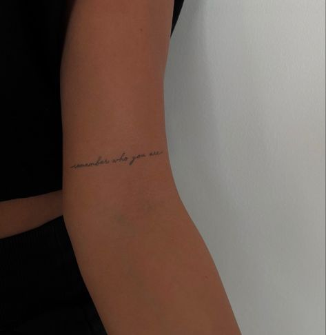 Words Tattoos For Women On Arm, Fine Line Quote Tattoos For Women, Dainty Saying Tattoos, Time Will Heal Tattoo, Fine Line Word Tattoo Arm, Best Tattoo Spots For Women, Meaningful Dainty Tattoos, Dainty Writing Tattoo, Slow Down You’re Doing Fine Tattoo