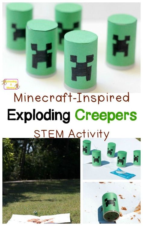 Combine Minecraft with real-world science when you make Creeper-inspired alka seltzer rockets! Your kids will love making their own explosive Creepers. Summer Stem Activities, Minecraft Activities, Summer Science Experiments, Minecraft Birthday Party Ideas, Alka Seltzer, Summer Science, Minecraft Birthday Party, Minecraft Birthday, Minecraft Party