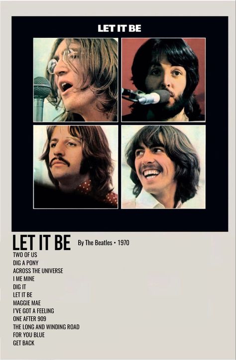 minimal polaroid album poster for the beatles, let it be Rock Album Posters, The Beatles Poster Aesthetic, Let It Be Wallpaper, The Beatles Album Covers, Let It Be Poster, The Beatles Poster, Polaroid Album, Beatles Poster, Beatles Albums