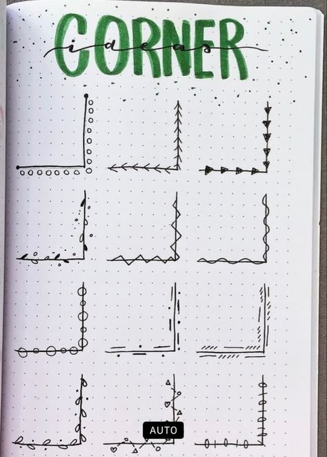 Notebook Boundary Design, Doodles For Class Notes, Borderline Design For Project Ideas, Doodle Corner Borders, Journal Corner Designs, Journal Border Ideas, Doodle Journal, Bullet Journal Page, Bullet Journal Ideas Templates