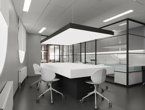 Dental prosthetic laboratory on Behance Dental Laboratory Design Interiors, Dental Laboratory Design, Home Laboratory, Dental Lab Technician, Digital Dentistry, Front Desk Design, Dental Studio, Laboratory Design, Dental Office Design Interiors