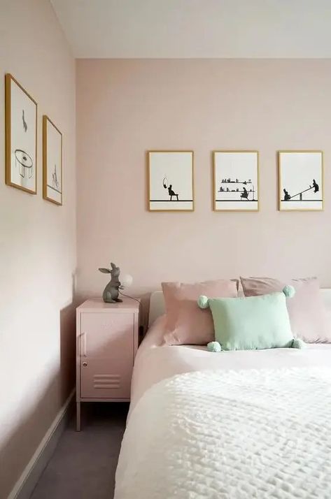 Kensal Rise, Pink Bedroom Walls, Pink Bedroom Design, Room Color Combination, Pastel Bedroom, Bedroom Color Combination, Room Wall Colors, Pink Bedroom Decor, Bedroom Wall Paint