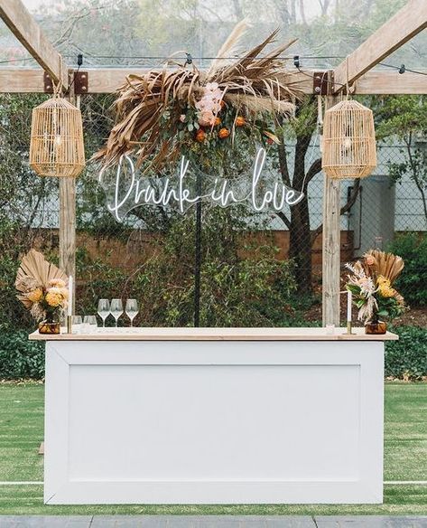 BAR inspo | Wedding bar cart, Wedding drink bar, Event bar Bar Cart Wedding, Wedding Bar Cart, Bar Pop Up, Wedding Drink Bar, Boho Bar, Event Bar, Pop Up Bar, Drink Bar, Light Up Letters