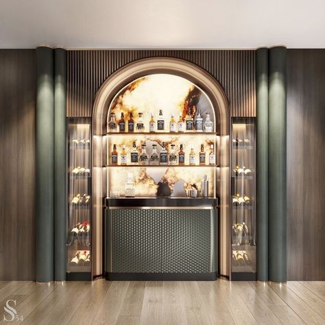 Bar And Lounge Interior Design Home, Bar Unit In Living Room, Home Bar Designs Luxury, Bar Cabinets For Home, Wine Cabinet Design, Luxury Bar Design, Interior Design Green, Bar Table Design, Bar Cabinet Design