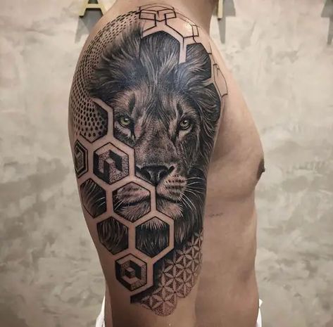 Shoulder Tattoo 24 Ideas for Men: Exploring Unique and Stylish Designs Shoulder Tattoo Men Ideas Design Stencil, Lion Bicep Tattoo Men, Biceps Tattoos For Men, Shoulder Tattoo Traditional, Shoulder Tattoo Ideas For Men, Traditional Shoulder Tattoo, Biceps Tattoo, Shoulder Tattoos For Guys, Tattoo Designs Traditional