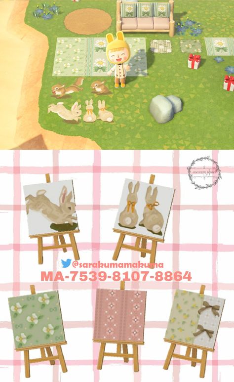 (5) ragan 💛 on Twitter: "🌼 I'm going to include some springcore designs below that I love🌼" / Twitter Acnh Painting Design Code, Springcore Acnh, Kawaii Acnh, Acnh Springcore, Acnh Spring, Codes Acnh, Acnh Outfits, Acnh Cottagecore, Animal Crossing 3ds