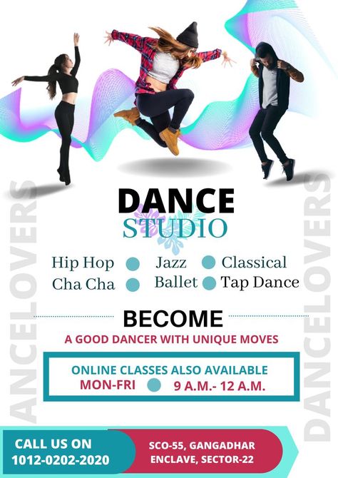 Dance Poster Design Graphics, Dance Academy Poster, Dance Studio Poster, Studio Poster Design, Dance Class Poster, Dance Poster Ideas, Class Poster Design, Dance Poster Design, Adult Dance Class