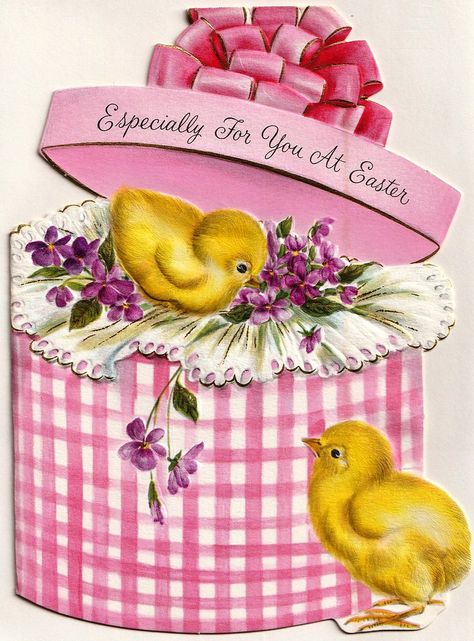 Vintage Hallmark Easter Card Chicks | Heather David | Flickr Easter Advent, He Is Risen Indeed, Vintage Easter Cards, Retro Easter, Shabby Chic Easter, Hallmark Greeting Cards, Easter Vintage, Easter Hats, Easter Wallpaper