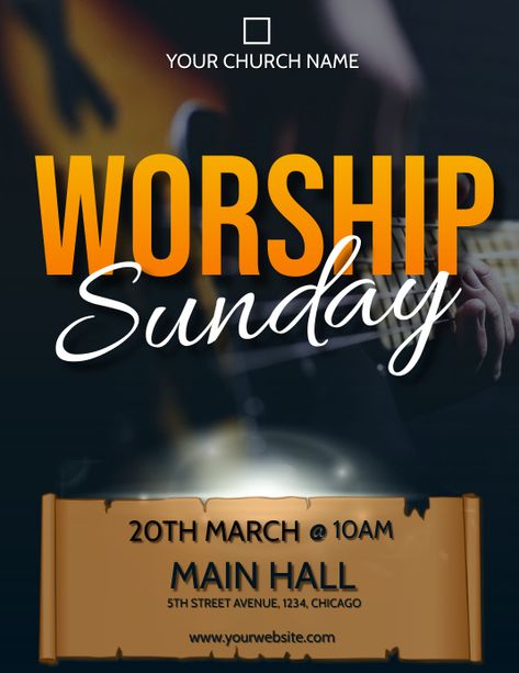 Sunday Service Flyer, Worship Backgrounds, Sunday Worship, Invert Colors, Sunday Church, Advertising Ideas, Church Poster Design, Sunday Service, Classic Names