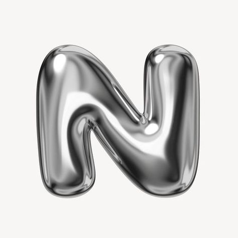 Download premium psd / image of N alphabet, 3D chrome metallic balloon design by Sakarin S 🥰 Save This Pin, Then Explore Our Website balloon type font, balloon text font, font balloon typography, balloon font wallpaper, balloon font writing, 2024 balloon font, balloon font 3d Balloon Letters Font, Silver Bubble Letters, Chrome Book Wallpapers, Balloon Typography, Chrome Font, Font Wallpaper, N Alphabet, Silver Typography, Font Writing