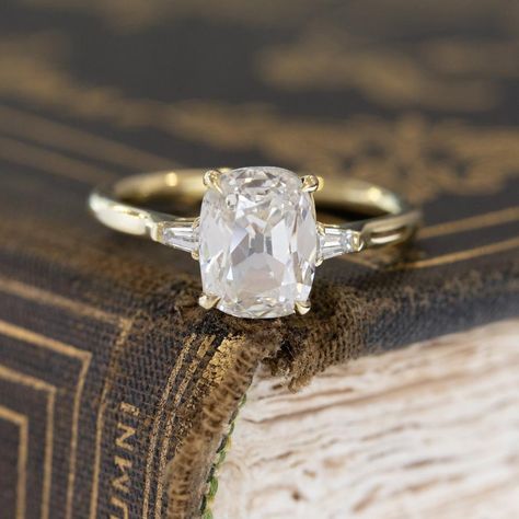 Elongated Cushion Cut Engagement Ring, Prettiest Colors, Family Vibes, Pretty Engagement Rings, Cute Engagement Rings, Oval Cut Engagement Ring, Old Mine Cut Diamond, Yellow Engagement Rings, Cushion Cut Engagement Ring