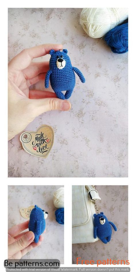 Handmade Crochet Animal Keychains: Free Patterns Amigurumi Keychain Free Pattern, Crochet Bear Keychain, Crochet Key Cover, Amigurumi Keychain, Crochet Bookmark Pattern, Keychain Pattern, Charity Gifts, Crochet Keychain Pattern, Pola Amigurumi