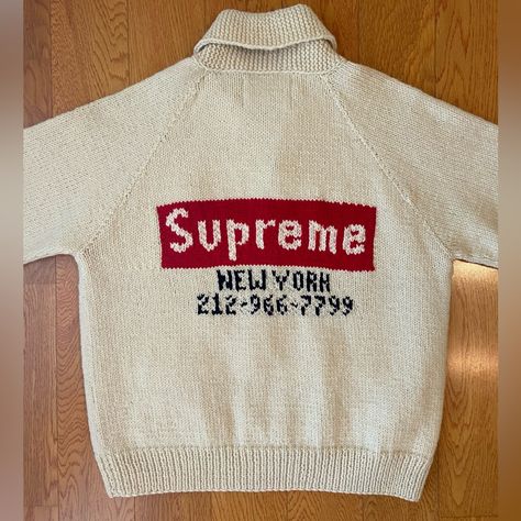 Supreme Box Logo Cowichan Sweater, Large #Supreme Purchased Directly From Stockx And Proof Of Purchase. New With Original Packaging. Sold Out Online And Very Rare. Product Details: Season Fw22 Color Natural Release Date 11/17/2022 #Supreme #Supremesweater #Supremenewyork #Luxury #Supremerare #Streetwear #Cardigans Supreme Cardigan, Stussy Sweater, Streetwear Cardigan, Supreme Collection, Vintage Supreme, Supreme Sweater, Streetwear Logo, Apparel Design Inspiration, Cowichan Sweater