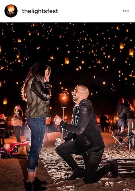 Floating lantern festival proposal Latern Festival Proposal, Floating Lanterns Proposal, Floating Lantern Proposal, Lantern Festival Proposal, Rapunzel Proposal, Lantern Proposal, Proposal Ideas Beach, Floating Lantern Festival, Wedding Proposal Ideas Engagement