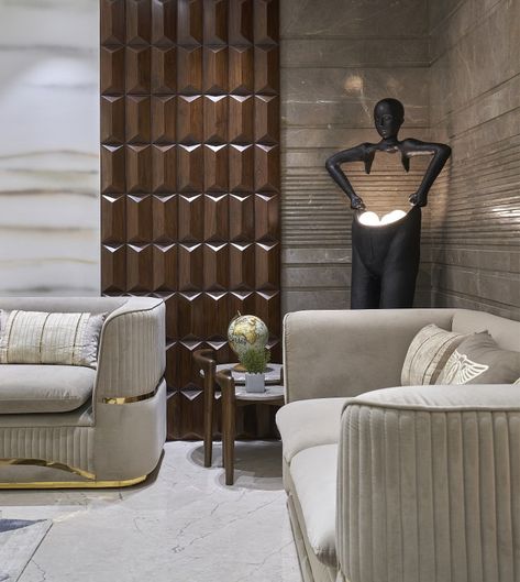 Wall Panelling Ideas Living Room, Living Room Designs Modern Contemporary, Luxury Wall Panelling Design, Living Room Contemporary Modern, Contemporary Wall Paneling, Contemporary Home Interiors, Brown Interiors, Luxury Interior Design Living Room, Modern Contemporary Interior Design