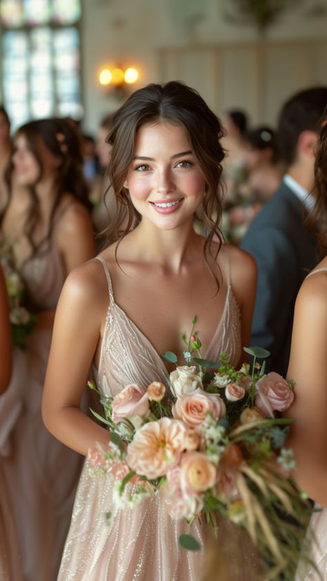 bridesmaid at a wedding Front View Of Wedding Hair, Wedding Party Hairstyles For Long Hair, Bridesmaid Hair Inspo, How Many Bridesmaids, Bride Hairstyle, Engagement Hairstyles, Wedding Hair Up, Bridesmaid Hair Makeup, Braut Make-up