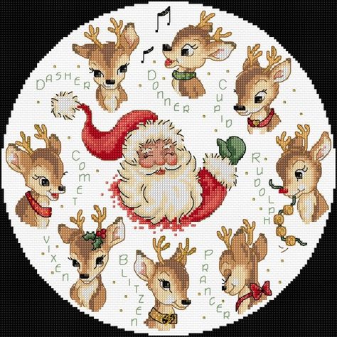 Maria Diaz Designs: Santa's Reindeer Santa's Reindeer, Fabric Cross, Holiday Cross Stitch, Xmas Cross Stitch, Cross Stitch Christmas Ornaments, Cross Stitch Books, Diy Cross, Stitch Christmas, Diy Cross Stitch