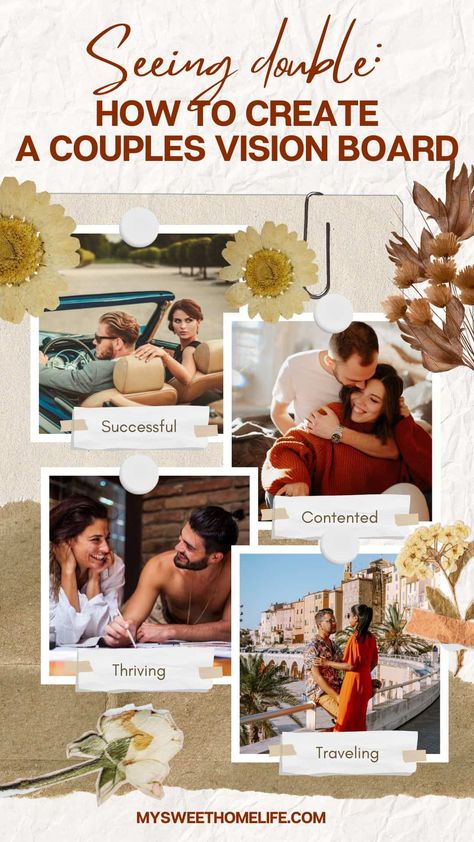 Vision Board For Married Couples, Couple Vision Board Ideas, Vision Board Romance, Vision Board For Couples, Couples Vision Board Ideas, Vision Board Couple, Couple Vision Board, Vision Board Relationships, Love Vision Board