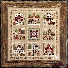 Farmhouse Christmas complete from Little House Needleworks -- click to see more Little House Needleworks, Linen Stitch, Stitch Shop, Cross Stitch Finishing, Needle Book, Cross Stitch Samplers, Stitch Art, Cross Stitch Patterns Christmas, Red Barn