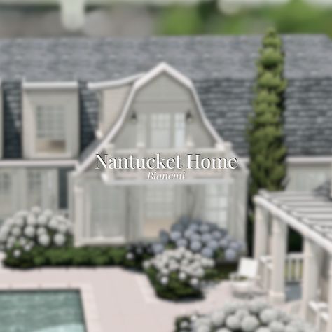 Nantucket Home | Bianca Coastal Sims House, Sims 4 Cape Cod House, Sims 4 Costal House, Sims Coastal House, Sims 4 Maxis Match House, Cc Houses Sims 4, Sims 4 Hamptons House, Sims 4 Hamptons Cc, Sims 4 Coastal House