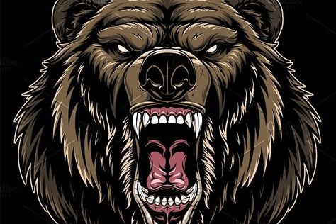 Head Bear by Mark2000 on @creativemarket Angry Bear, Angry Dog, Reflective Decals, Bear Vector, Shark Logo, Bear Tattoos, Tumbler Stickers, Bear Head, Dog Vector