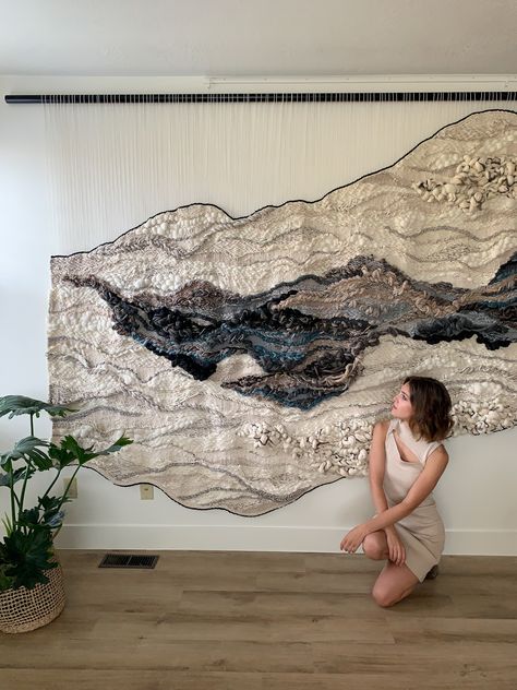 extra large woven wall art fiber art textile artist hanging tapestry hamptons Hamptons Ny, Fiber Sculpture, Textile Wall Art, Woven Wall Art, Textile Fiber Art, Tapestry Art, Weaving Textiles, Weaving Projects, Wall Sculpture Art