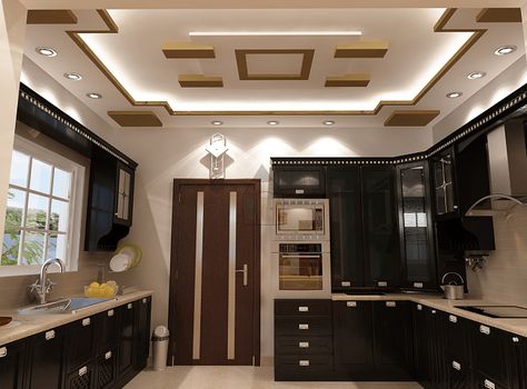 Kitchen Pop, Kitchen Ceiling Design, Simple False Ceiling Design, Plafon Gypsum, Lights Wallpaper, False Ceiling Bedroom, Pvc Ceiling Design, False Ceiling Living Room, New Ceiling Design