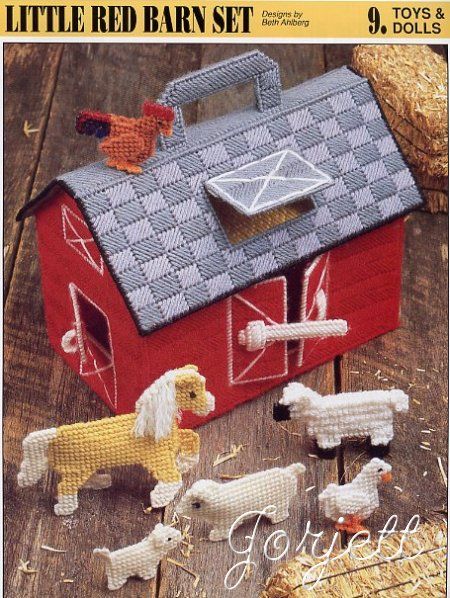 Little Red Barn Set, Annies plastic canvas pattern Toy Barn, Plastic Canvas Pattern, Toy Horse, Book Vintage, Needlepoint Patterns, Plastic Canvas Crafts, Barbie Furniture, Set Patterns, Canvas Projects