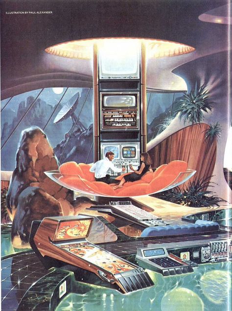 Retro Future Syd Mead, Novel Game, Interior Vintage, Futuristic Art, Science Fiction Art, Retro Futuristic, Futurama, Futurism, Futuristic Architecture