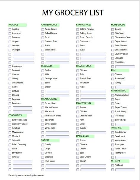 My Grocery List is a PDF Grocery Checklist and Fillable Form.  This is a great way to save time and money.  Plan your grocery shopping with this handy check list.  This form is fillable so you can add your favorite items that are not listed. Simple Shopping List, Grocery List With Pictures, Fridge Grocery List Ideas, Basic Grocery List Families, Grocery List Black People, Grocery List For College Students, Monthly Shopping List, Grocery List Ideas, Basic Grocery List