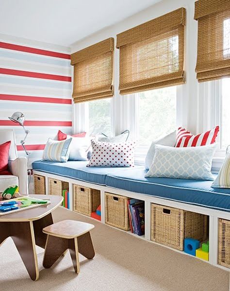 stylish kids playroom ideas Sunroom Playroom, Cozy Window Seat, Window Seat Storage, Storage Kids Room, Decor Ikea, Playroom Design, Big Boy Room, Toy Rooms, Cool Ideas