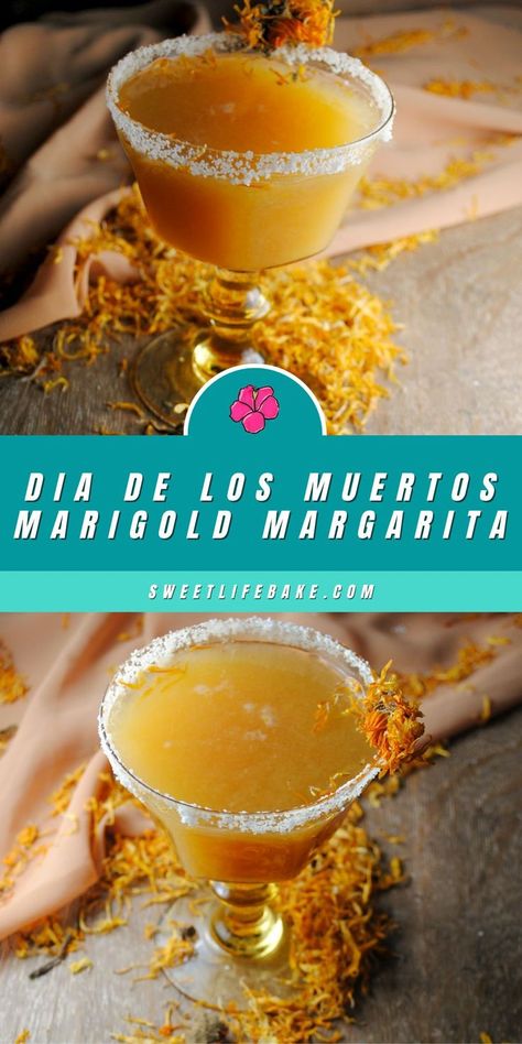 Marigold Margarita Infused Tequila Recipes, Marigold Cocktail, Edible Marigolds Recipes, Clementine Margarita, Marigold Tea, Blood Orange Mezcal Margarita, Homemade Drinks Recipes, Tequila Recipe, Nibbles For Party