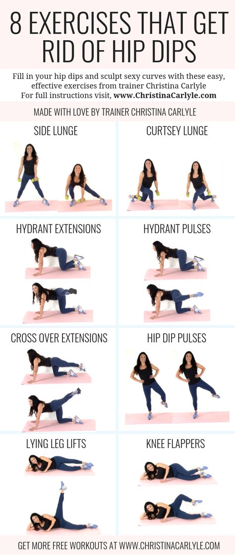 The Best Hip Dip Exercises that get rid of hip dips and help sculpt round, curvy hips from top trainer Christina Carlyle https://christinacarlyle.com/how-to-get-rid-of-hip-dips/ Hip Rounding Exercises, Rounding Out Hips, Yoga For Hip Dips, Workouts To Help With Hip Dips, Workout For Round Hips, Round Hip Workout, Hip Dip Workout At Home No Equipment, How To Sculpt Your Body Exercise, How To Get Rid Of Hips