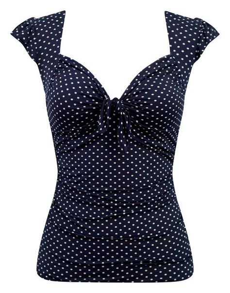 Modern Tops, Pin Up Outfits, Fifty Not Frumpy, Girls Tie, Rockabilly Fashion, Double Trouble, Front Tie Top, Tie Top, Black Polka Dot