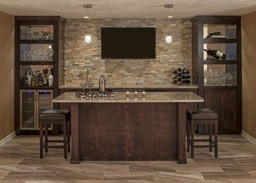 Bar - contemporary - Home Bar - Omaha - Spaces Interiors/Exteriors Contemporary Home Bar Designs, Contemporary Home Bar, Basement Bar Remodel, Spaces Interior Design, Finished Basement Designs, Bar Design Ideas, Home Bar Plans, Basement Bar Plans, Home Wet Bar