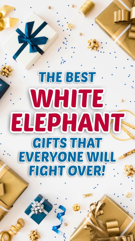 20 White Elephant Gifts Everyone Will Want - Love and Marriage How To Play White Elephant Gift Exchange, Teenager White Elephant Gifts, White Elephant Instructions, Office Christmas Party Gift Ideas, White Elephant Gender Neutral Gifts, Christmas Elephant Gift Ideas, Cool White Elephant Gifts, Perfect White Elephant Gift, Handmade White Elephant Gifts