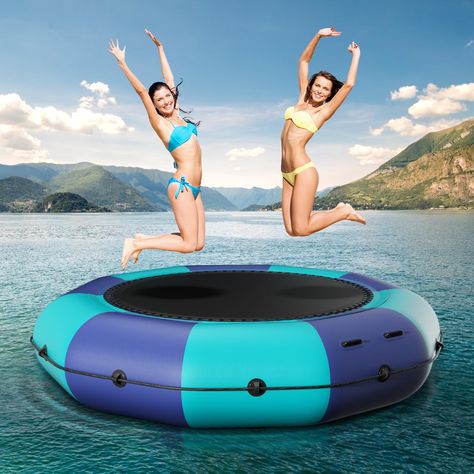 Lake Toys, Lake Floats, Water Trampoline, Floating Water, Rope Ladder, Hippie Aesthetic, Floating Dock, Floating In Water, Water Toys